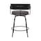 Armen Living Avalon 26" Gray Faux Leather Swivel Barstool in Black Powder Coated Finish LCAVBABLGR26 - alternate 4